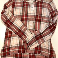 Camicia donna nuova Benetton a quadri bianco rossi