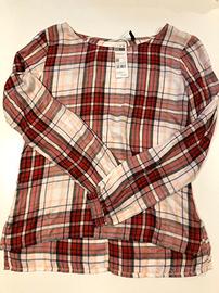 Camicia donna nuova Benetton a quadri bianco rossi