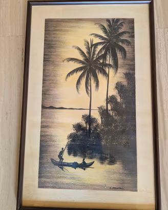 Quadro Africano Vintage firmato L. MASHTAKI