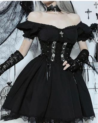 Vestito da sera sexy carino gotico NUOVO MAI usato