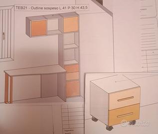 libreria e scrivania Moretti compact