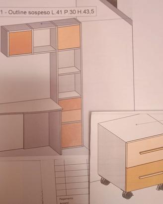 libreria e scrivania Moretti compact