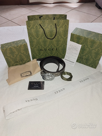 Cintura Gucci GG Supreme con Fibbia Doppia G Argen