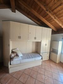 Cameretta A Ponte Con Armadio E Letto Completa