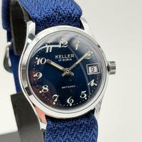 keller nos vintage watch blue swiss made