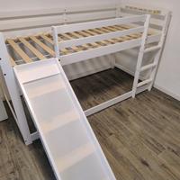 Letto a castello legno bianco con scivolo 90x200