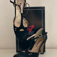 Scarpe eleganti camoscio nero donna n.41 tacco