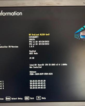 Server HP Proliant ML 350 Gen 9 - Xeon - 24Gb RAM