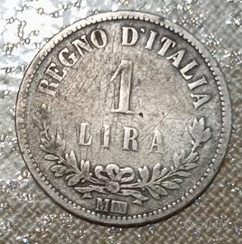 argento Regno d'Italia 1 lira 1863 valore 
