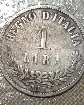 argento Regno d'Italia 1 lira 1863 valore 