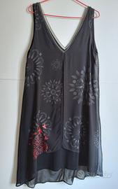 Vestito Desigual nero velo fiori taglia 40

