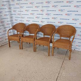 4 Poltrone in Rattan Vintage