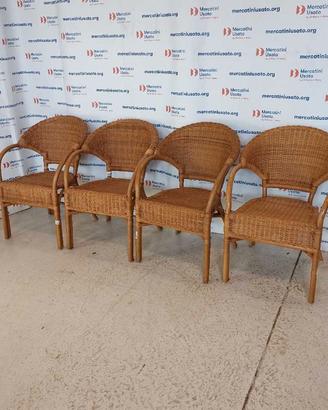 4 Poltrone in Rattan Vintage