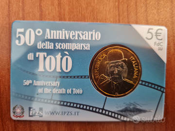Moneta Totò Antonio De Curtis 50 anniversario