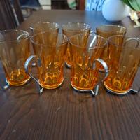 7 Bicchierini ambrati da caffè o the anni '50