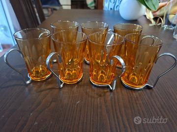7 Bicchierini ambrati da caffè o the anni '50