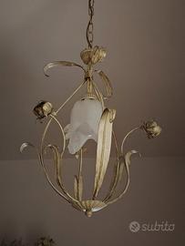 coppia lampadari shabby chic ferro battuto 