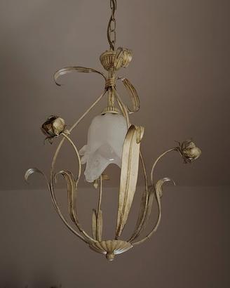 coppia lampadari shabby chic ferro battuto 