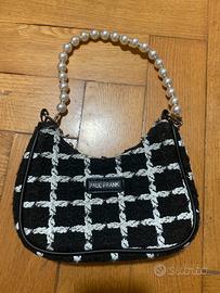 Borsa a quadretti con doppia catena staccabile