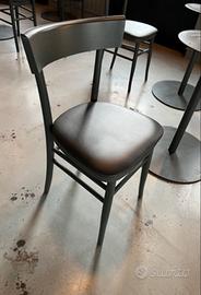 Sedie legno grigie con seduta in similpelle grigia