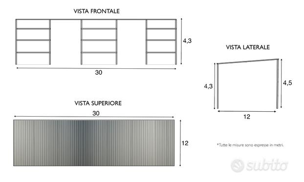 Tettoia metallica zincata con pannelli sandwich