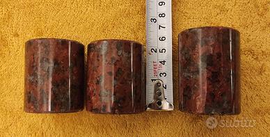 set 3 cilindri granito rosso pregiato lucidato 