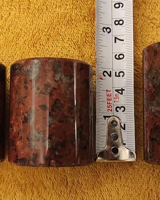 set 3 cilindri granito rosso pregiato lucidato 