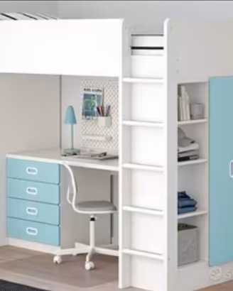 Letto a soppalco Ikea blu