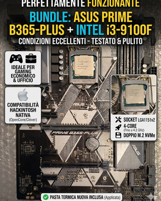 ASUS Prime B365-Plus + Intel i3 9100F - Perfetto