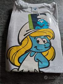 maglietta bianca con stampa di Puffetta e DVD ori