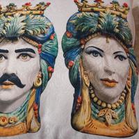 cuscino dipinto maioliche siciliane