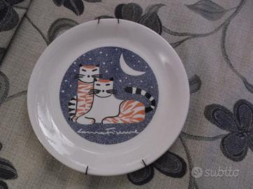Piatto ceramica litografata Laura Fiume con gatti