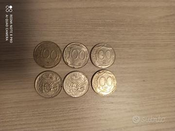 Lotto 6 Monete da 100 lire medie commemorative