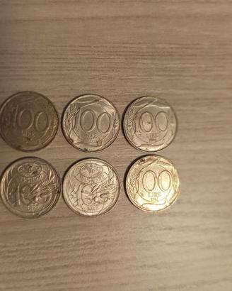 Lotto 6 Monete da 100 lire medie commemorative