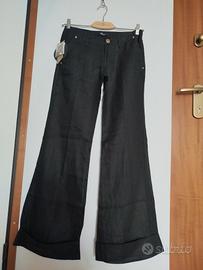 pantalone lino nero