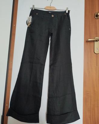 pantalone lino nero