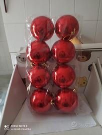 set 8 palline di natale lucide rosse 