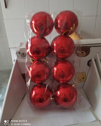 set 8 palline di natale lucide rosse 