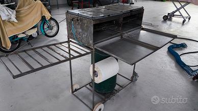 BBQ doppio inox carrellato