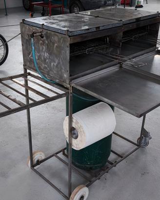 BBQ doppio inox carrellato