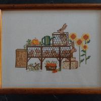 quadro punto croce  con cornice legno massello su 