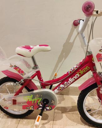 Bicicletta bambina rosa 14” con rotelle come nuova