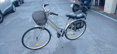 bicicletta donna con seggiolino e cestino