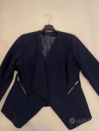 Elegante Giacca di Nuna Lie Senza Bottoni- Blu