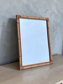 Specchio Vintage in vero Bamboo e Midollino ‘60