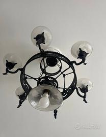 Lampadario ferro battuto