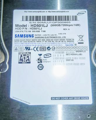 Hard disk Samsung 500gb 3.5 sata + box esterno