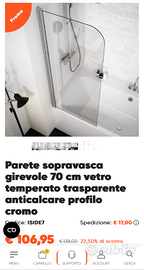 Parete sopra vasca in vetro temperato - rsg