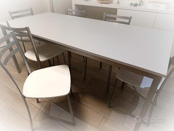 6 sedie - Bianco e acciaio