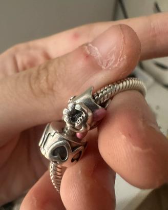 bracciale Pandora originale argento con 2 charm